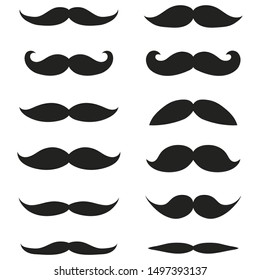 Collection of different mustache and beard of men on a white