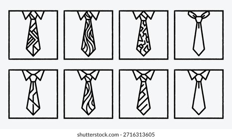 Colección de diferentes diseños de corbata cada uno con patrones únicos diseño aislado