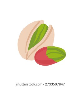 Colección de diferentes frutos secos. Cacahuete, nuez, avellana, pistacho, almendra y anacardos. Concepto de comida saludable. Productos para la merienda. Vector ilustración plana.