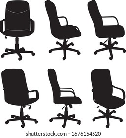 Collection of different office chairs isolated on white	