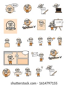 Collection of Different Old Boss Characters - Set of Concepts Vector illustrations