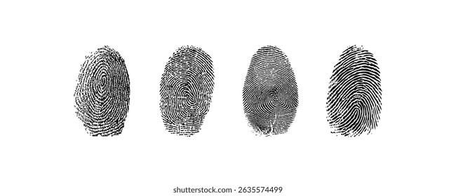 Collection of different outline fingerprints.vector ilustration