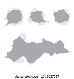 Coleção de diferentes furos lacrimais de papel. Ilustração vetorial