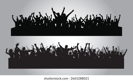 Coleção de diferentes silhuetas da multidão do partido