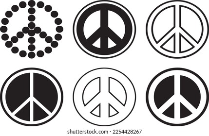 Collection of different peace signs isolated on white