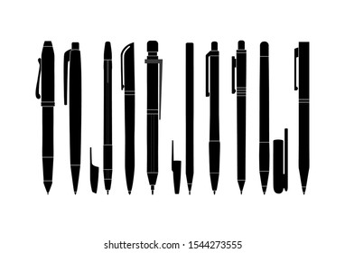 Collection of different pens, vector illustration