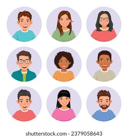 Collection of different people avatars profiles