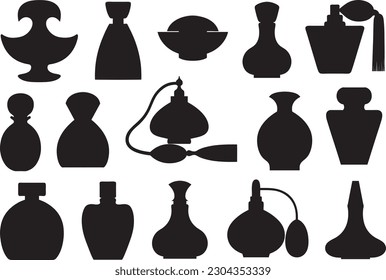 Collection of different perfume bottles isolated on white