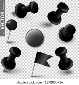 collection of different pin needles in one color with vector transparency