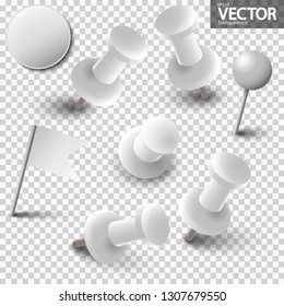 collection of different pin needles in one color with vector transparency