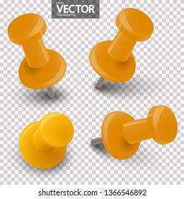 collection of different pin needles in one color with vector transparency