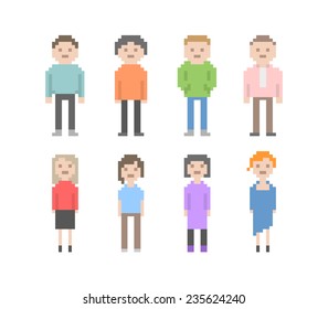 Pixel People Different 8bit Pixel Characters Stock Vector (Royalty Free ...