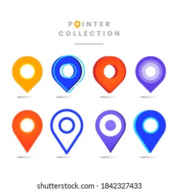 Collection different point location. Set icon Pin