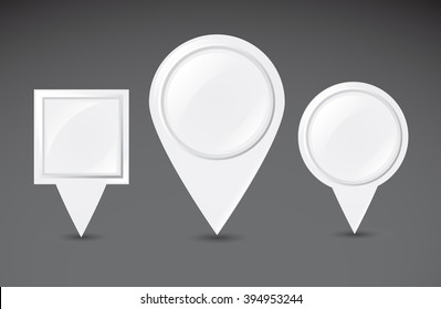 Collection of different pointer button shapes on dark background. Vector art.