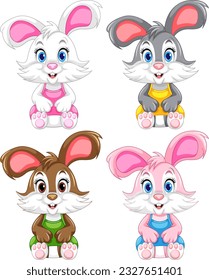 Collection of different rabbits  illustration