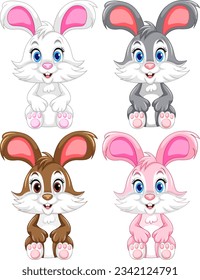 Collection of different rabbits  illustration