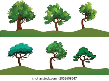Collection of different realistic trees