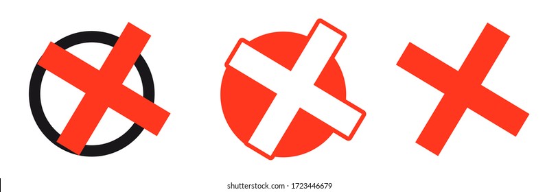 colección de diferentes cruces rojas de votación o elección