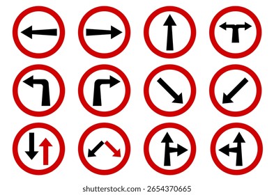 Collection of different road sign isolated on a white background. Set of  different road sign