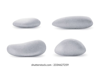 Colección de rocas diferentes aisladas en fondo blanco.Ilustración vectorial