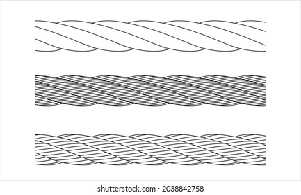 Eine Sammlung verschiedener Seile auf weißem Hintergrund.
Einzelne flache Vektorgrafik 