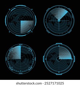 Kollektion von verschiedenen Runden futuristischen digitalen Radaren