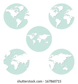 The collection of different sandpaper earth globes.