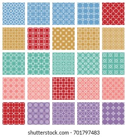 Collection of different seamless geometric thin line patterns. Contemporary graphic design. Endless openwork texture for wallpaper, pattern fills, web page. Colorful geometric linear backgrounds set