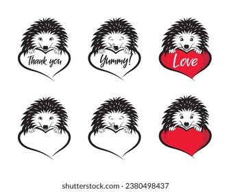 Collection of different set of hedgehog drawings