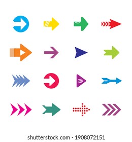 Collection of different shape arrows. set of arrows icons isolated