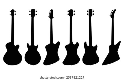 Collection of different shape guitar and bass silhouettes