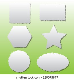 Collection of different shape paper tears, vector illustration