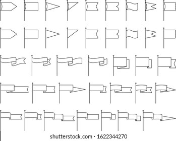 A collection of different shapes of flags and pennants. 
