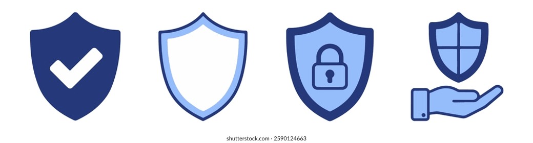  Collection of Different Shields Representing Cyber Security Concepts and Protection Measures