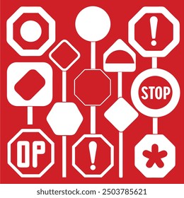 a collection of different signs including stop and go