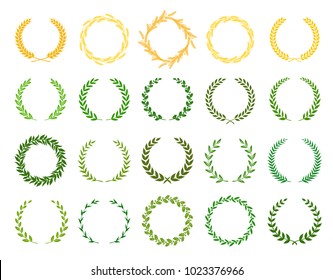 Collection Different Silhouette Circular Laurel Foliate Stock Vector ...