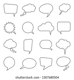 collection of different speech bubbles and thought bubbles with space for text