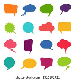 collection of different speech bubbles and thought bubbles with space for text