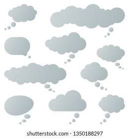 collection of different speech bubbles and thought bubbles with space for text