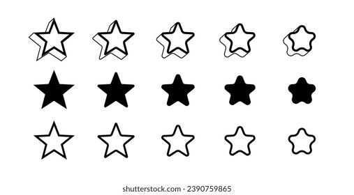collection of different star shape element on white background vector 