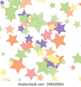 Collection of different star in various colors and sizes. 