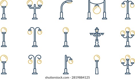 Collection of different street lamp designs