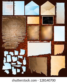 collection of different style, shapes and textures papers, eps8 format vector