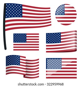 collection of different swung flags of country USA