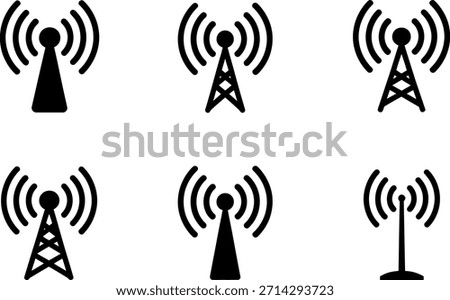 Collection of different telecommunication tower icons