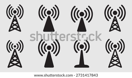 Collection of different telecommunication tower icons