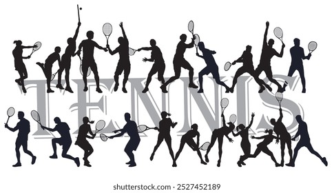 Sammlung von verschiedenen Tennisspieler Silhouette