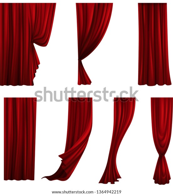 さまざまな劇場用カーテンのコレクション 赤いビロードのドレープ ベクターイラスト のベクター画像素材 ロイヤリティフリー