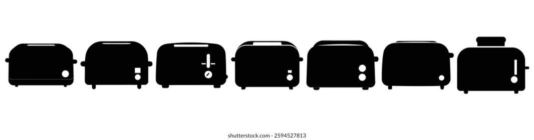 A Collection of Different Toaster Silhouettes Showing Variety in Size and Design