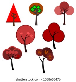 Collection of different trees cartoon